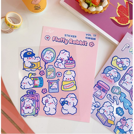 Sticker DIY Dán Trang Trí Thủ Công Cho Điện Thoại/Nhật Ký Hình Thỏ Đáng Yêu - Văn Phòng Phẩm Sáng Tạo