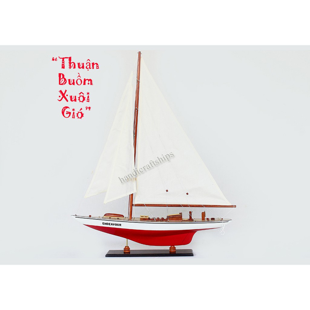 Mô hình thuyền buồm gỗ Endeavour (Đỏ - Trắng) 50cm