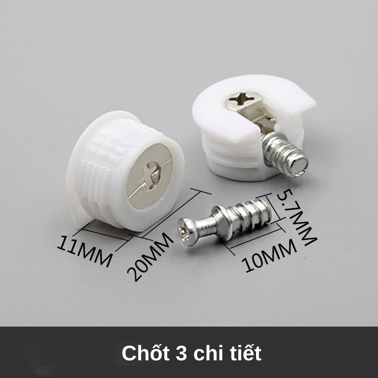 Ốc Cam Liên Kết Gỗ Loại Ngắn, Chốt Đỡ Kệ Cài Âm Chốt Hãm Đợt Loại Dài 2 Chi Tiết Và 3 Chi Tiết Thành Phần BLUKA