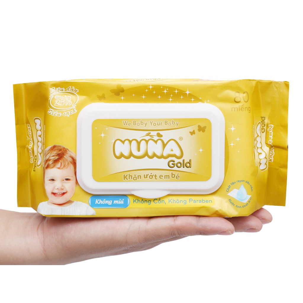 Khăn ướt em bé Nuna không mùi 80 tờ