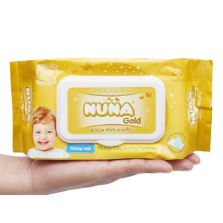 KHĂN ƯỚT EM BÉ NUNA GOLD (SIÊU DÀY) 80 MIẾNG - KHÔNG MÙI (MÀU VÀNG)