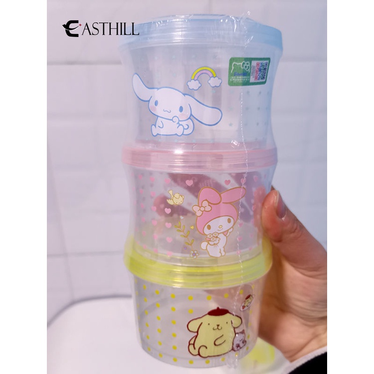 Hộp cơm Ba Ngăn Hình Tròn Họa Tiết Sanrio Cinnamoroll Purin Đáng Yêu Có Thể Xếp Chồng Lên Nhau Dành Cho Học Sinh