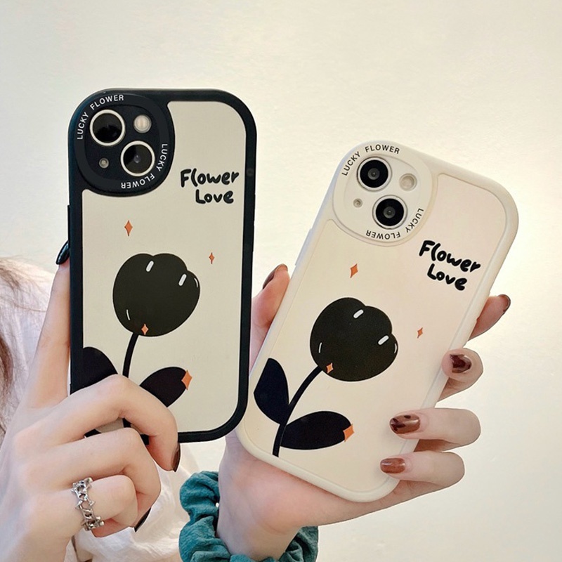 Ốp lưng hoa Tulip trắng khá trắng IP IPhone 11 12 13 Pro Max 6 6S 7 8 + Plus X XR SE 2020 XS Max Bảo vệ máy ảnh Vỏ bọc cho nữ Thời trang nữ Hoa Hà Lan