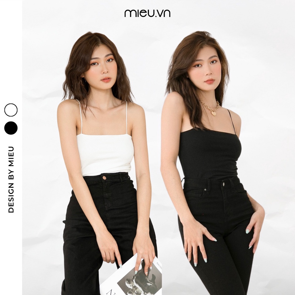 Áo thun 2 dây mảnh cổ ngang 2 lớp MIEU - HO03