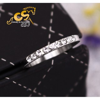 Nhẫn inox nữ đính một hàng xoàn