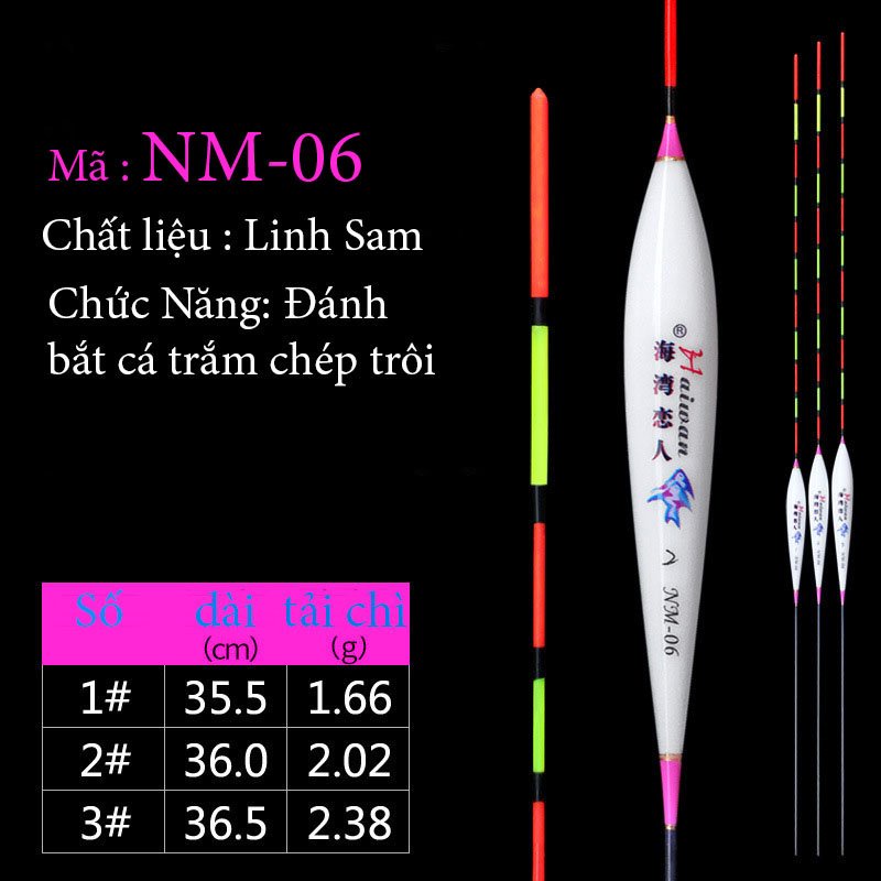 Phao câu cá nano, câu đơn câu đài màu trắng họa tiết hồng câu cá nhạy có đủ thông số mã NM