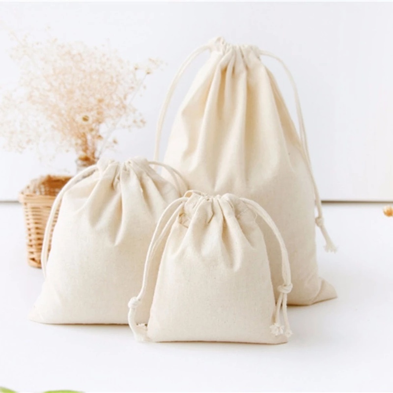 Túi dây rút cotton lanh đựng quần áo / mỹ phẩm / đồ lặt vặt tiện lợi