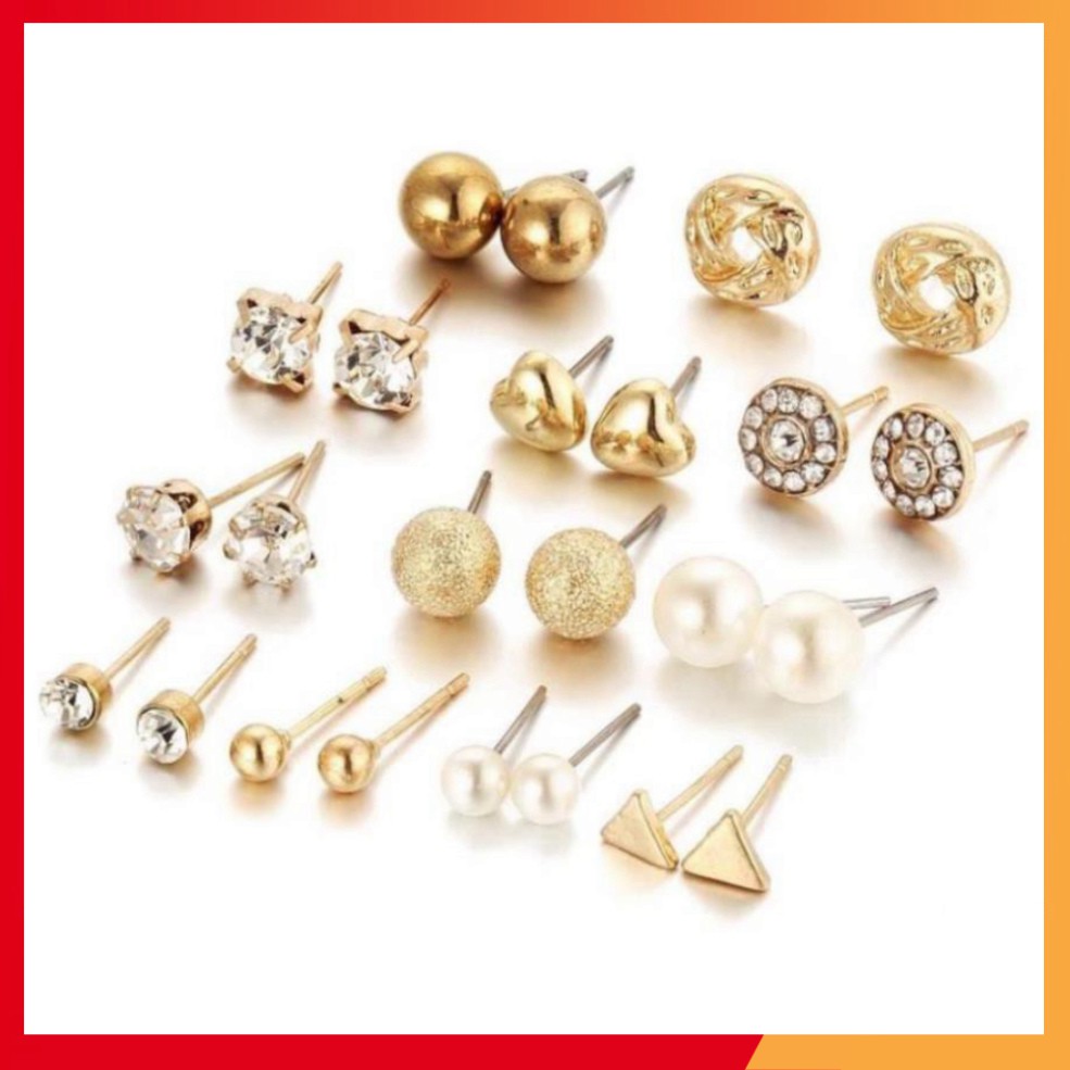 Set 12 đôi bông tai xỏ lỗ HSD12