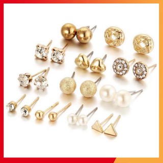 Set 12 đôi bông tai xỏ lỗ HSD12