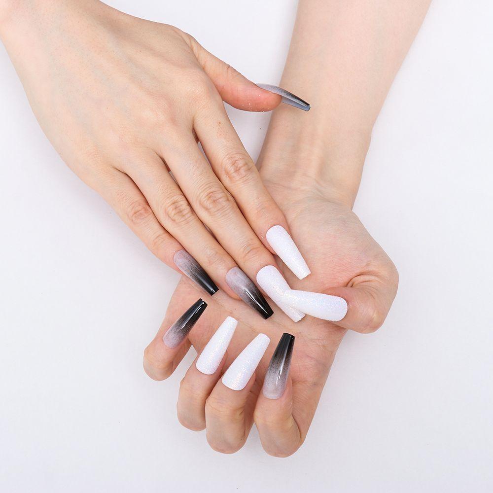 MELODG Móng Tay Giả Hình Chữ T Màu Ombre Thời Trang