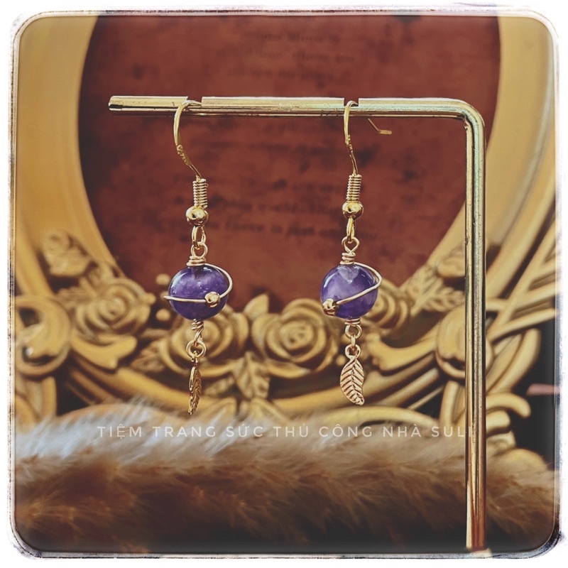 Khuyên tai nữ stones, diy, thủ công, charm lá