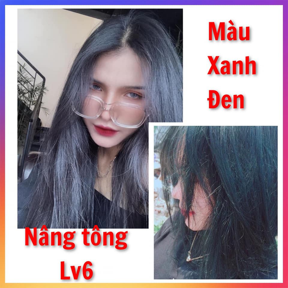 THUỐC NHUỘM TÓC MÀU XANH ĐEN-Thuốc nhuộm tóc LAVOX 3D Nano Collagen siêu dưỡng+tặng kèm oxy trợ nhuộm và bao tay