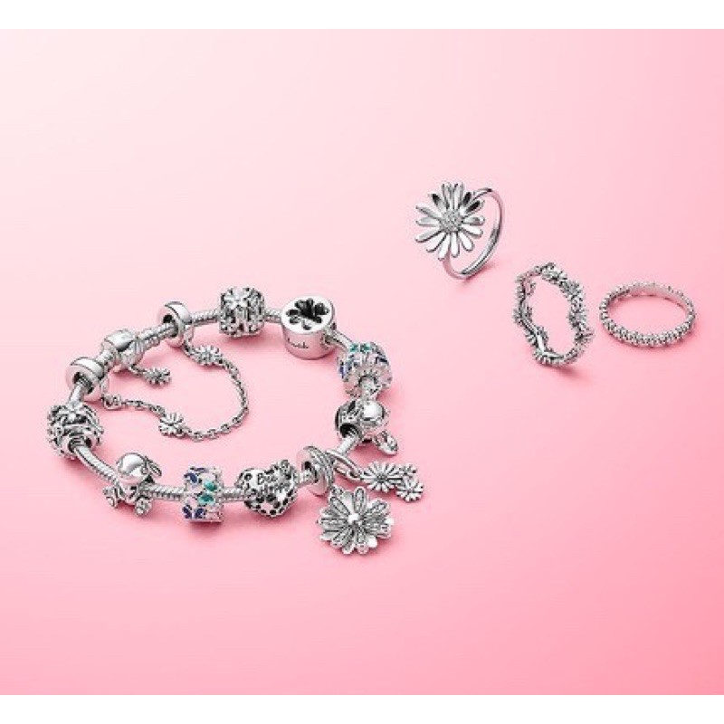 charm pan xỏ ngang hoa 5 cánh bạc s925