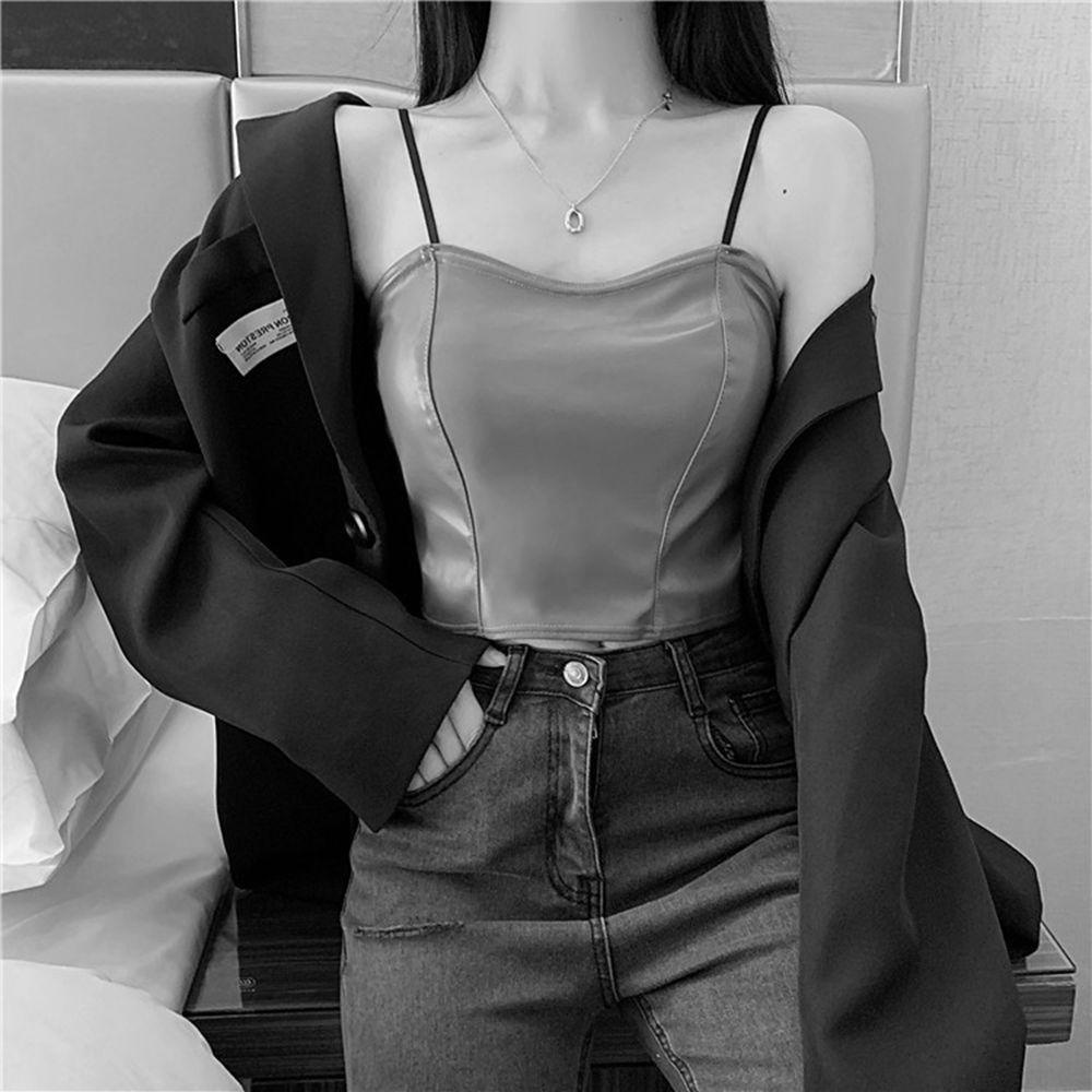 Áo Bra Da PU Có MúT Nâng NgựC Cổ Chữ V QuyếN Rũ Cho Nữ