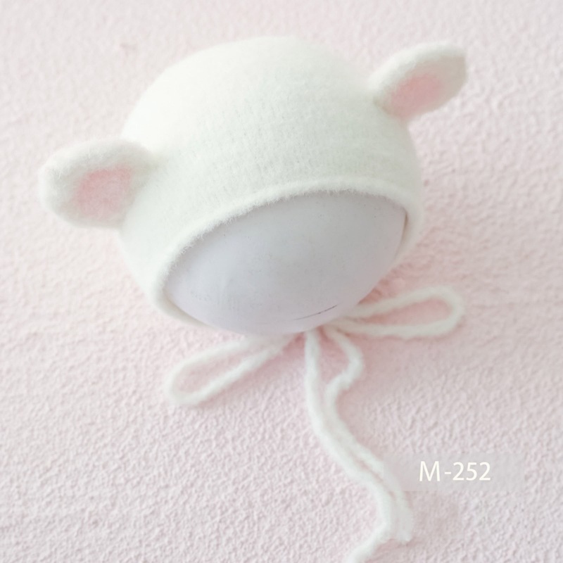 Mũ Beanie Dệt Kim Đính Tai Dễ Thương Làm Phụ Kiện Chụp Ảnh Cho Bé Sơ Sinh