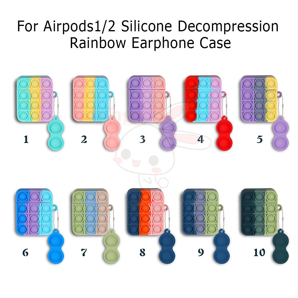 Vỏ bọc bảo vệ hộp sạc tai nghe không dây kiểu đồ chơi pop it Foxmind thích hợp cho Airpods 1/ 2 Pro