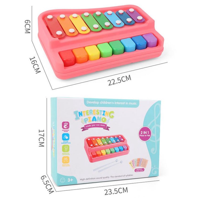 Bộ đồ chơi đàn gõ Xylophone và Piano 2 trong 1 cho bé - M378