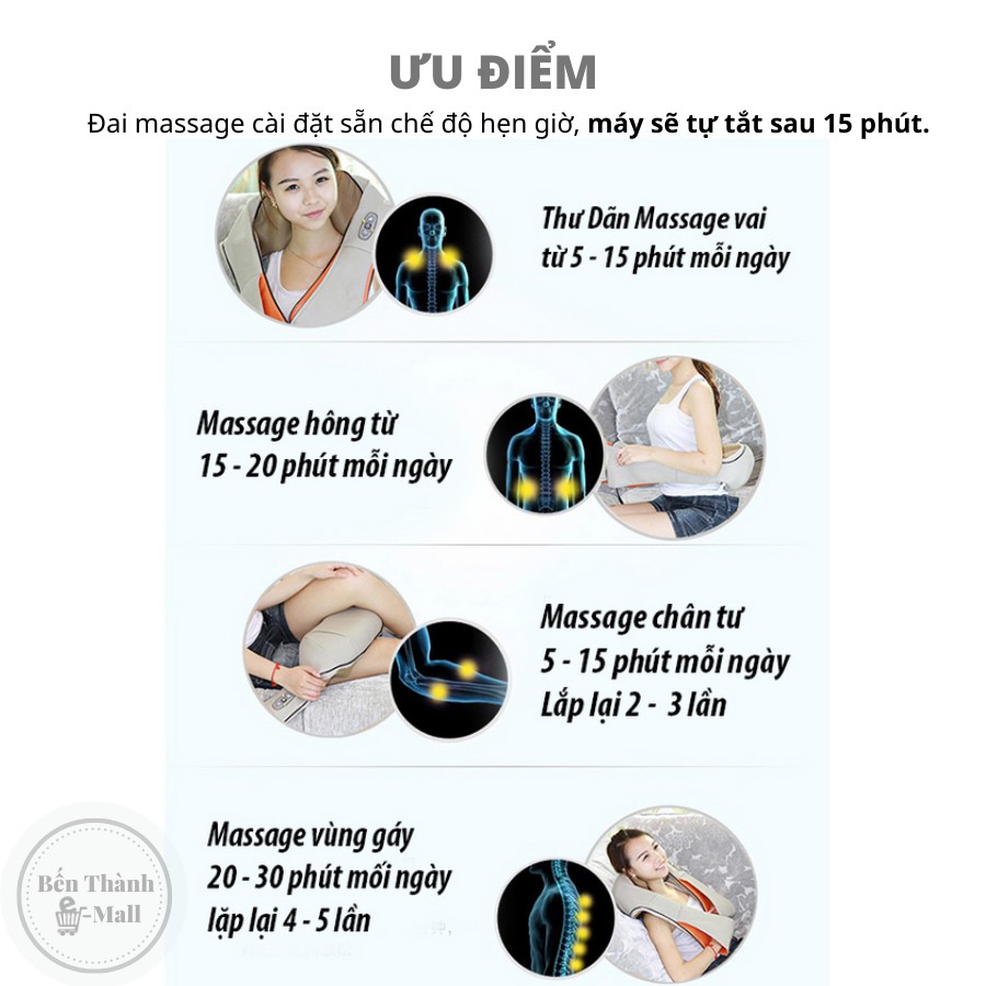 ✈️ [Freeship] ĐAI MASSAGE CỔ VAI LƯNG KNEADING MASSAGER J108A [Chế độ xoa bóp & hồng ngoại]