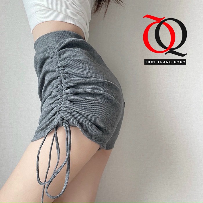 Quần đùi nữ RÚT DÂY QYQY quần short ngắn cạp chun chất thun lạnh co dãn,Ôm Dáng Nâng Mông Tôn Vòng 3 | BigBuy360 - bigbuy360.vn