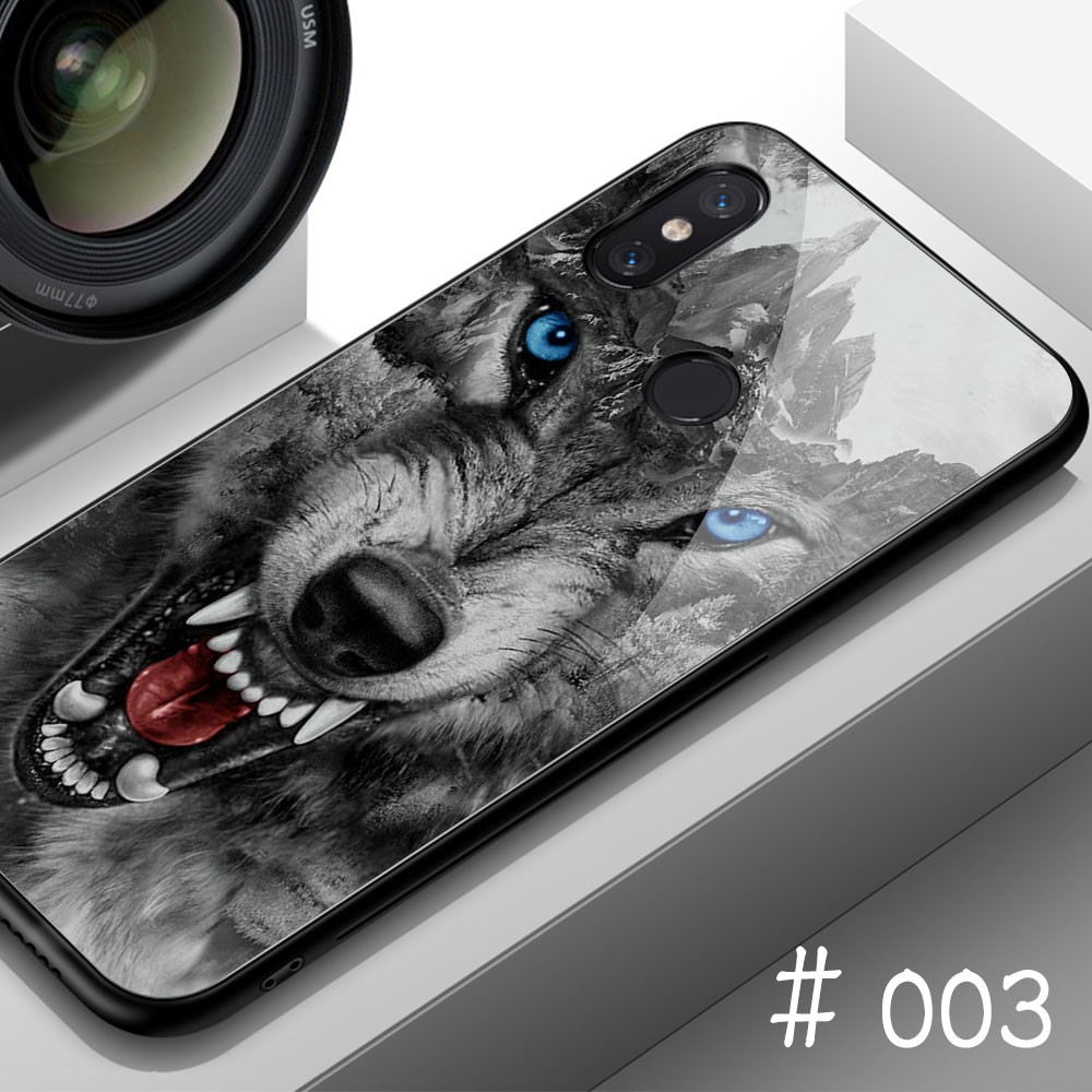 Ốp Lưng Mặt Kính Họa Tiết Angry Wolf Cho Xiaomi Mi 8 Case For Xiaomi 6 8 Se Lite Mix 2 2s 3 Max 3