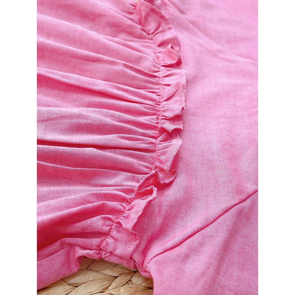 Đầm Hồng Nhún Tay Bo SoraChan - M053