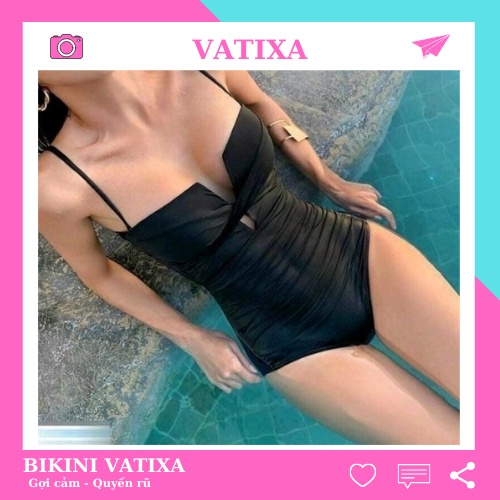 Đồ bơi Bikini đi biển liền mảnh màu đen cúp ngực sexy VATIXA BKN33 ĐEN