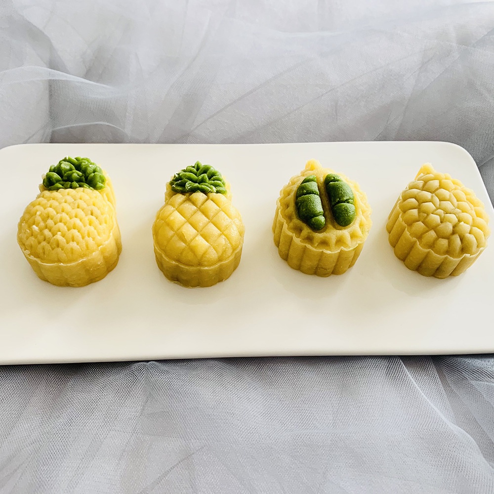 1/2 Khuôn làm bánh hình trái dứa sầu riêng có con dấu nhấn tay tiện dụng diy