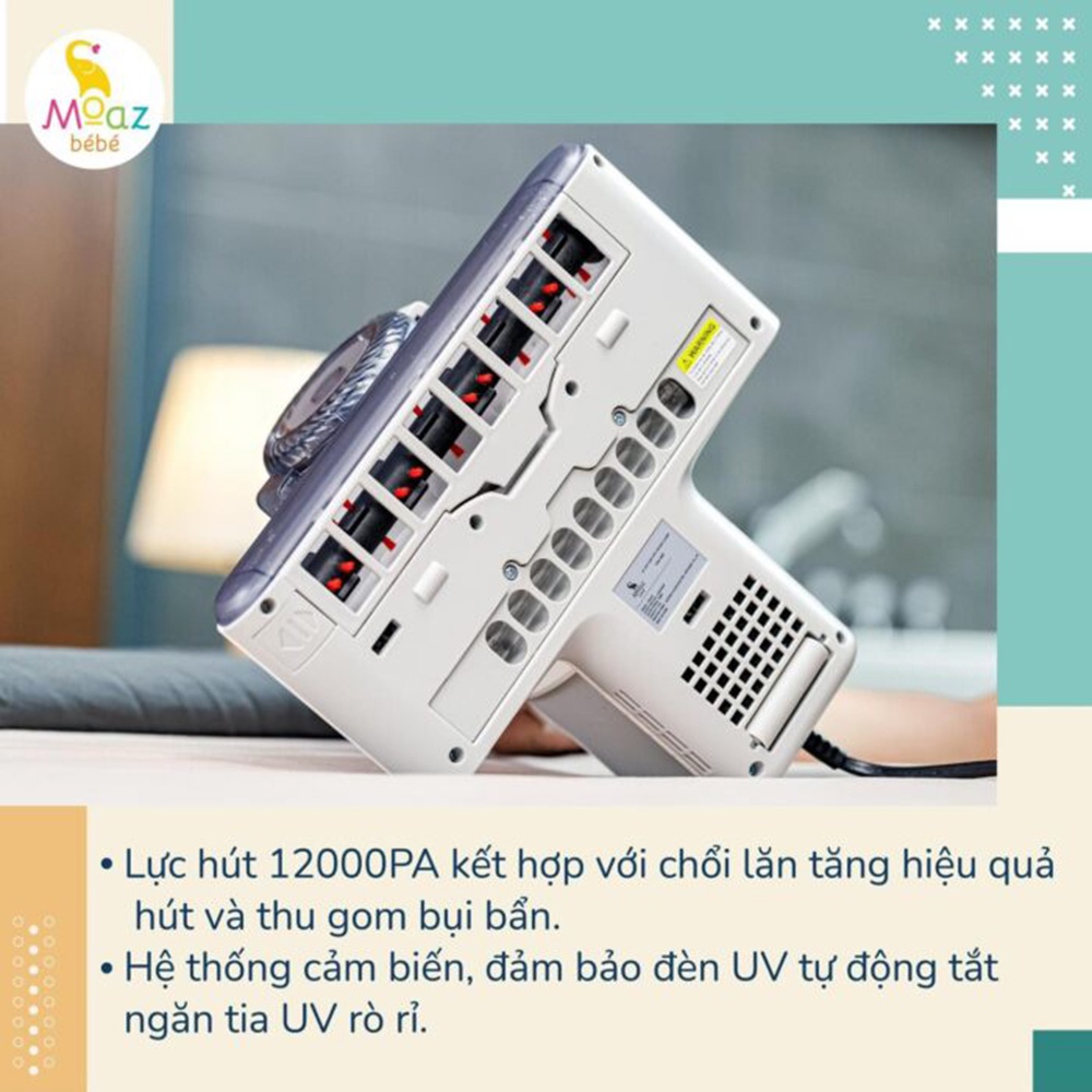 Máy hút bụi giường nệm cho bé Moaz Bebe MB037 mini cầm tay diệt khuẩn