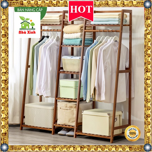 Tủ treo quần áo hình thang - Tủ mắc quần tre chắc chắn bản mới nhất KT : 140 x 130 x 40 cm ( Màu Vàng, Màu Nâu )