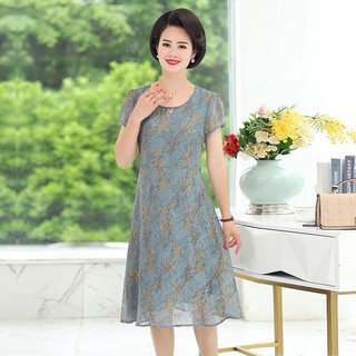 Đầm voan trung niên nữ cao cấp, hoạ tiết thanh lịch, trang nhã NV0618
