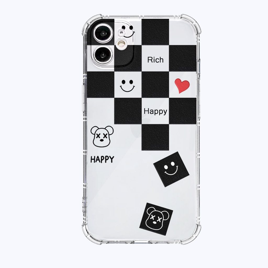 Ốp lưng iphone Kaws happy rich caro trong suốt chống sốc cho iphone 13 pro max 11 12 promax mini 6 s 7 8 plus x s max r