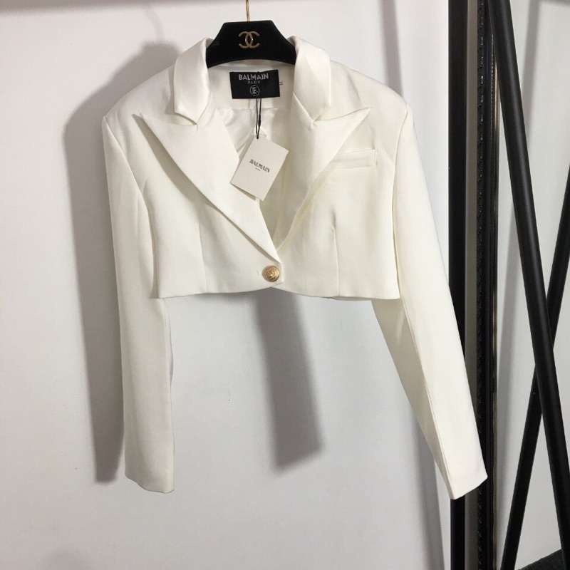 Áo khoác suit dài tay dáng ngắn thời trang có 2 màu thương hiệu Balmain cao cấp