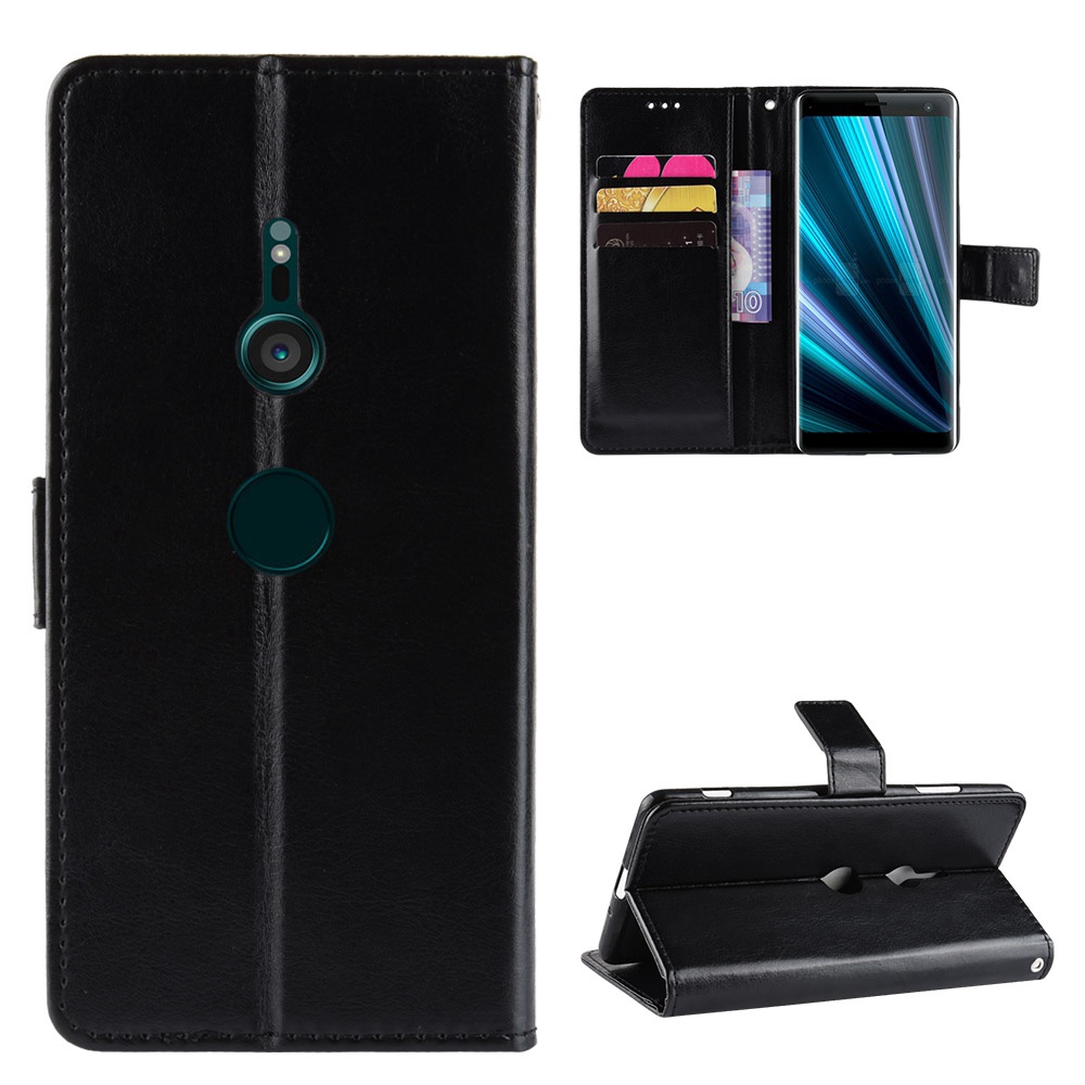 Ốp Da PU Crazy Horse Sang Trọng Sony Xperia XZ3 H9436 H8416 H9493 Flip Cover Dây Đựng Thẻ Ví