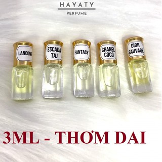 Tinh dầu nước hoa mini tinh dầu dubai mini dầu thơm dubai mini dạng lăn 3ml