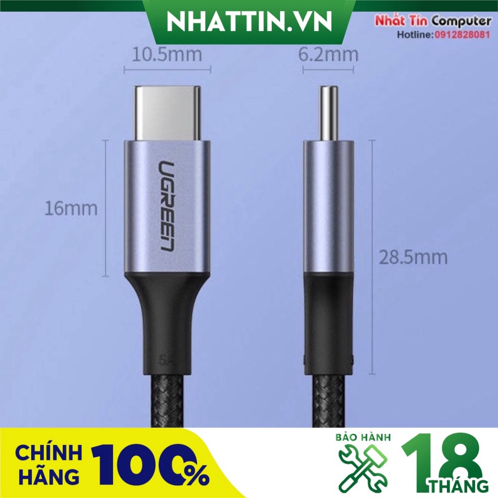 Cáp sạc, dữ liệu USB Type-C to Type-C dài 2M bọc dù hỗ trợ PD 100W Ugreen 70429 cao cấp - Phân Phối Chính Hãng