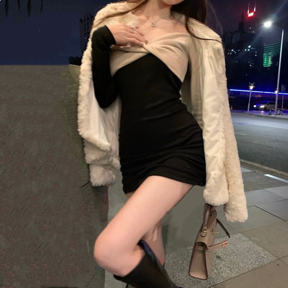 Đầm Dáng Ôm Cổ Cao Màu Sắc Tương Phản Thời Trang Xuân Hè Dành Cho Nữ 2022