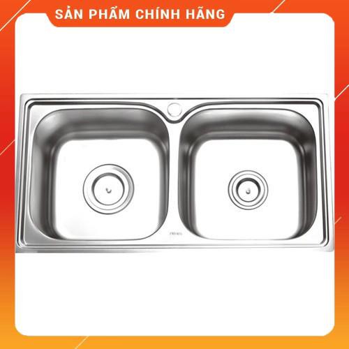 Chậu rửa bát cao cấp inox 100%, 2 hộc, (78x43x23)cm, bồn rửa , bảo hành 3 năm