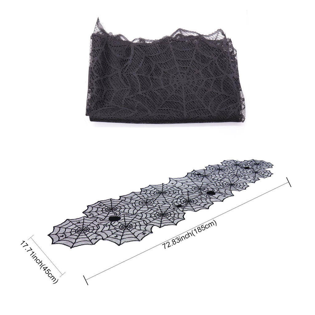 YIYU Khăn Ren Trải Bàn Trang Trí Halloween Màu Đen