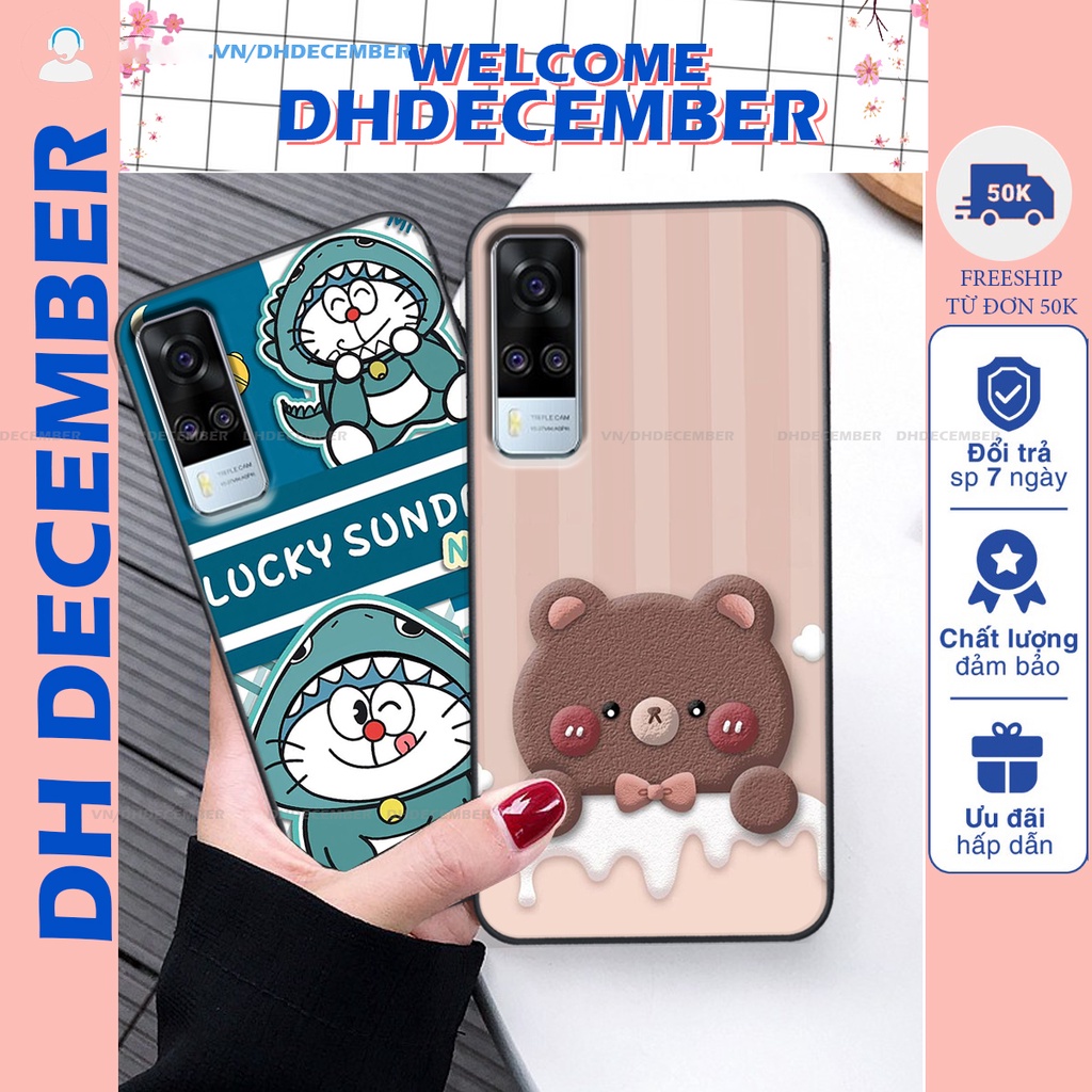 Ốp lưng Vivo Y51 2020 / Y53S in hình gấu K@ws, gấu nâu, dor@emon RẺ- ĐẸP- BỀN
