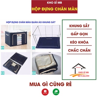 Hộp túi đựng chăn màn quần áo khung sắt, hộp dựng chăn mền kho sỉ mb