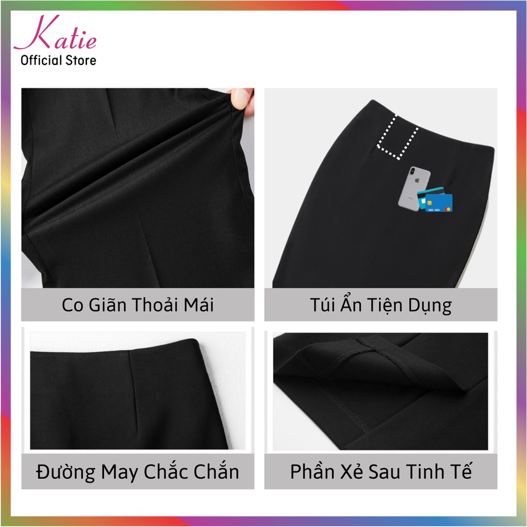 Chân Váy Công Sở Bút Chì Đến Gối Katie,chất Liệu Chân Váy Ôm Co Giãn Cao Cấp Phù Hợp Big Size 40 Đến 80kg Nhiều Màu Cv55