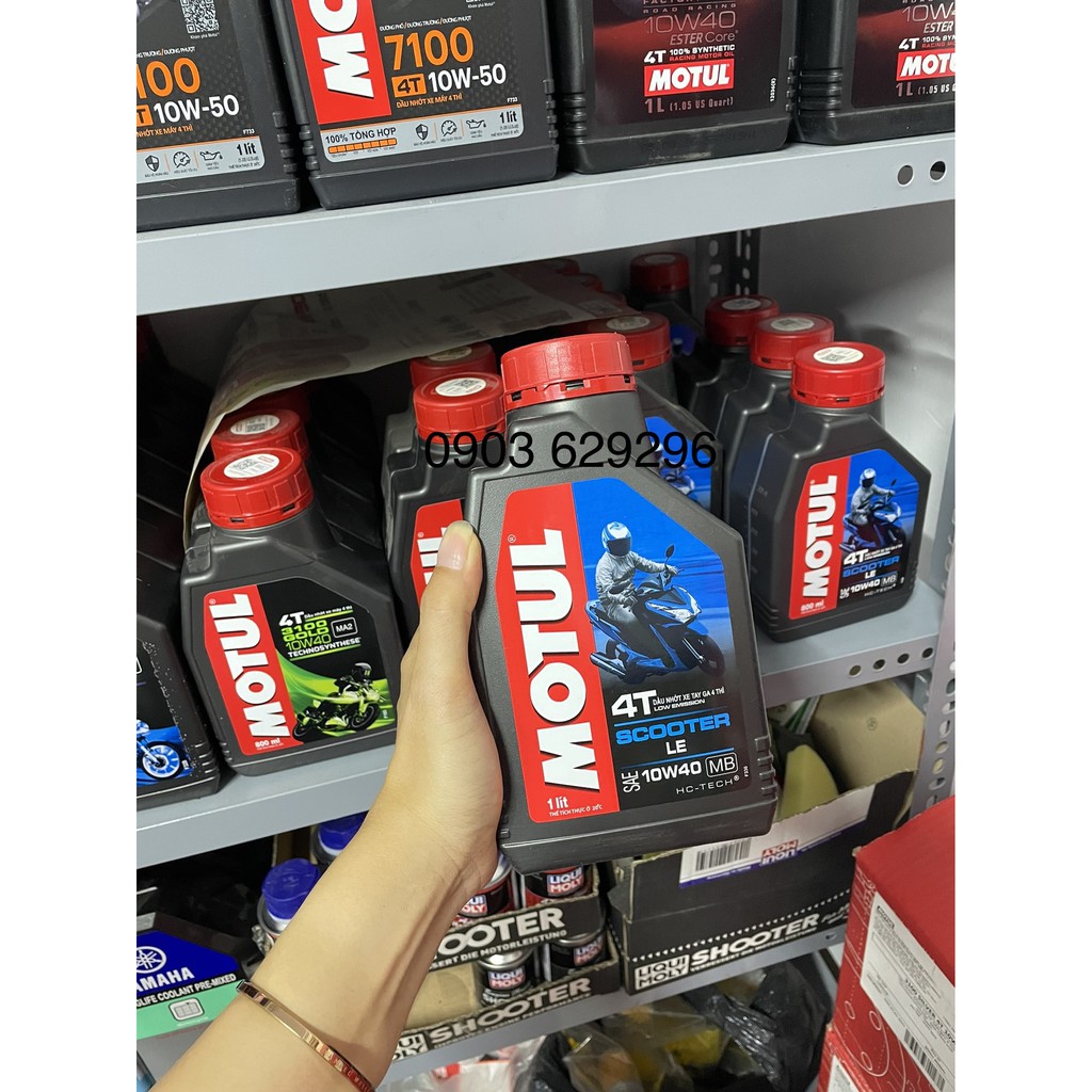 Dầu nhớt xe ga 1 lít MOTUL SCOOTER LE 10W40 HC-TECH SJ MB - có tem chính hãng QR - date sp mới nhất