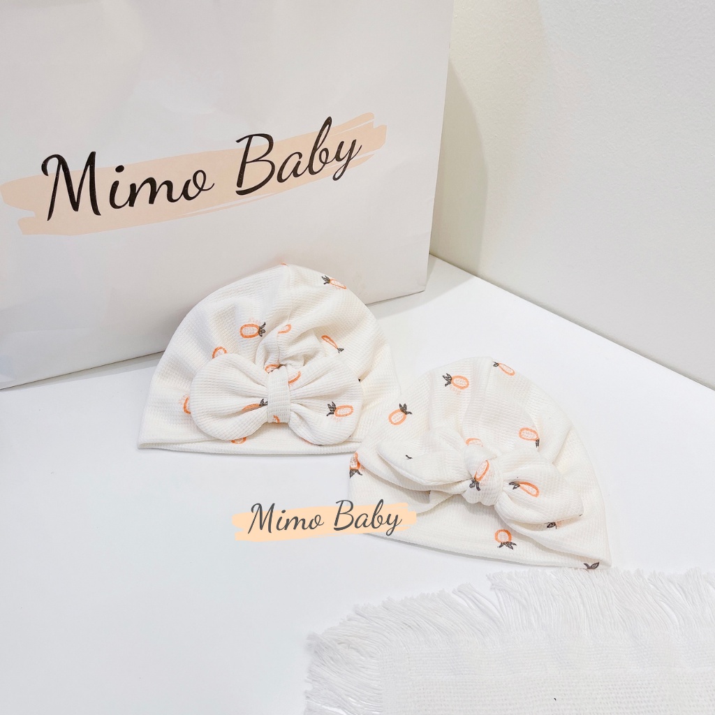Mũ turban màu trắng kem họa tiết quả dứa xinh xắn cho bé MTB144 Mimo Baby