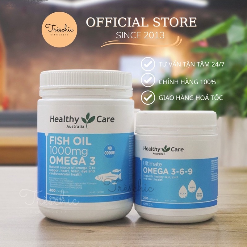 Dầu Cá Healthy Care Fish Oil 100mg Omega 3 và Omega 369