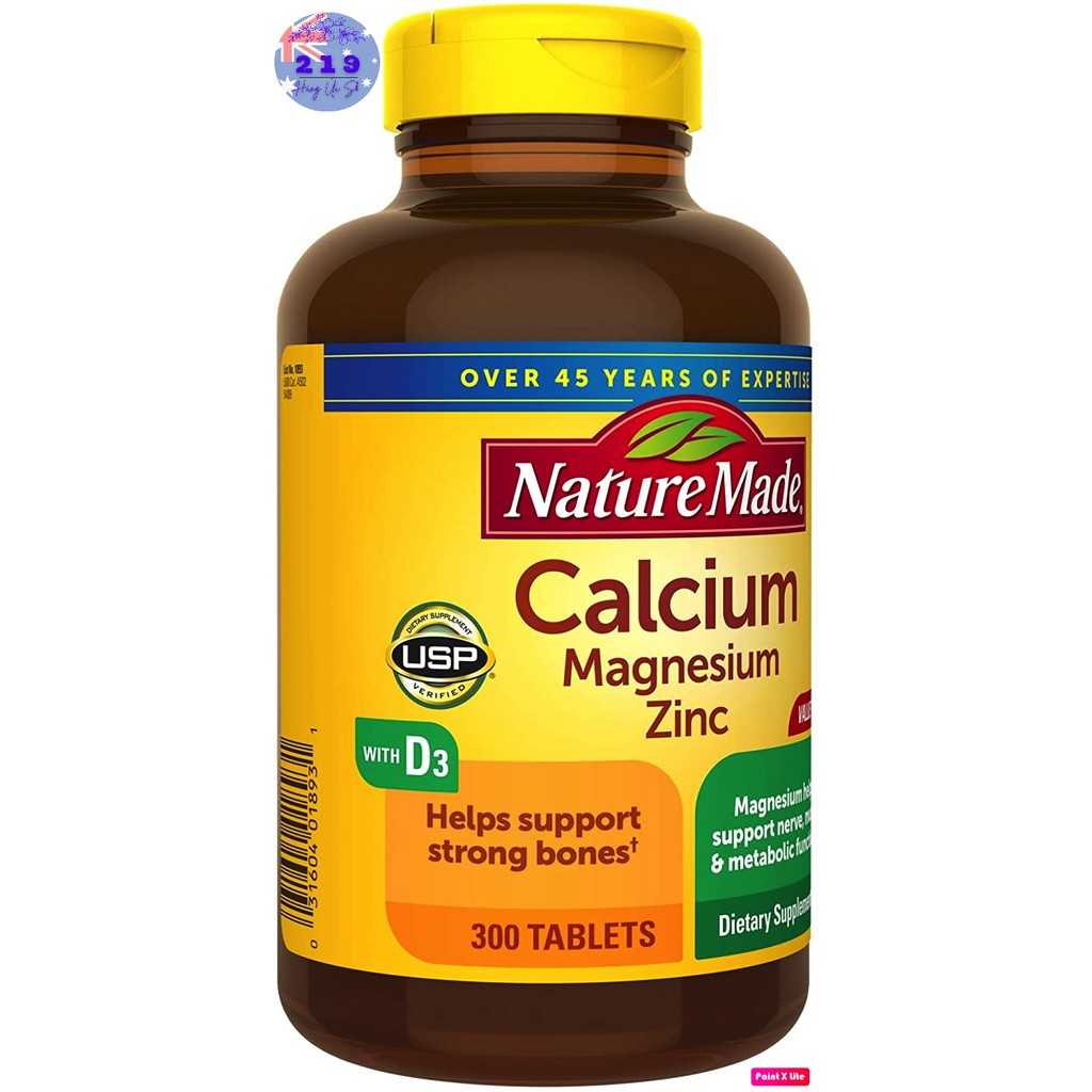 Nature Made Calcium Magnesium Zinc - Viên Uống Bổ Sung Canxi, Kẽm, Magie & Vitamin D3