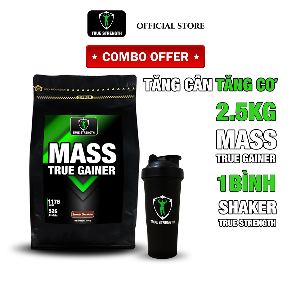 Mã COSDAY590 -10% đơn 150K Combo Mass True Gainer 2.5KG + Bình lắc hoặc