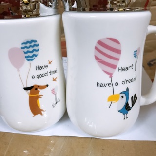 Cốc sứ nắp gương có quai nhiều hình(sale) Club SALEEE