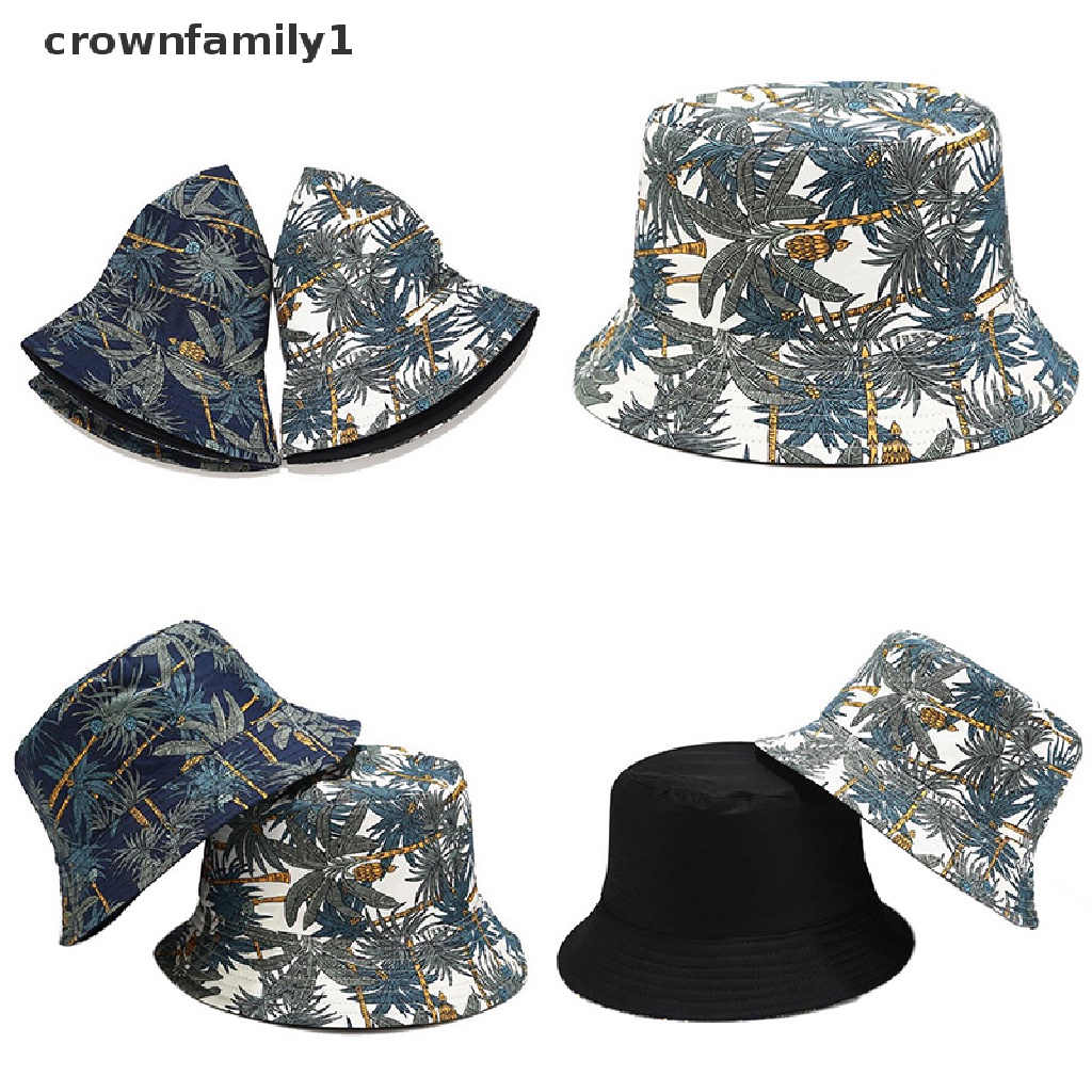 [crownfamily1] Mũ Bucket Hai Mặt Họa Tiết Hoạt Hình Graffiti Thời Trang Chống Nắng Đi Du Lịch Dành Cho Nam Và Nữ