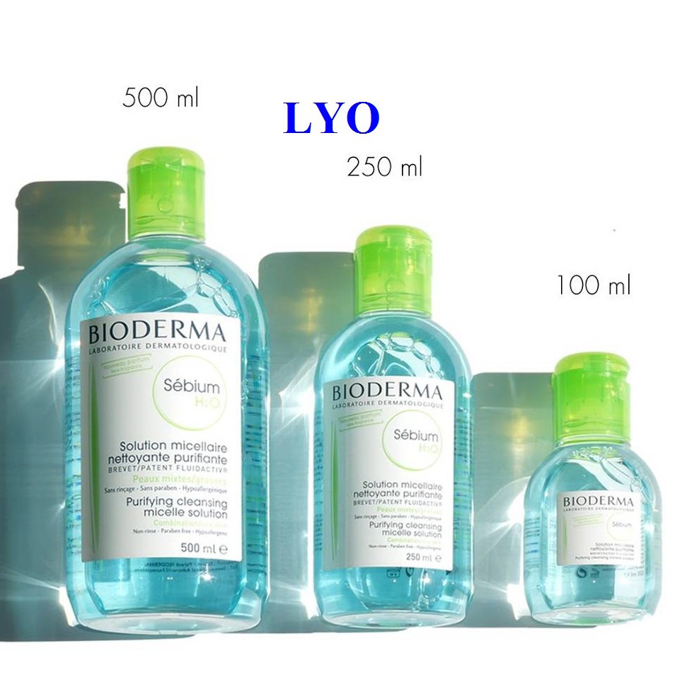 Nước Tẩy Trang Bioderma H2O Créaline Hồng / Sébium Xanh 100ml - 500ml Pháp chính hãng