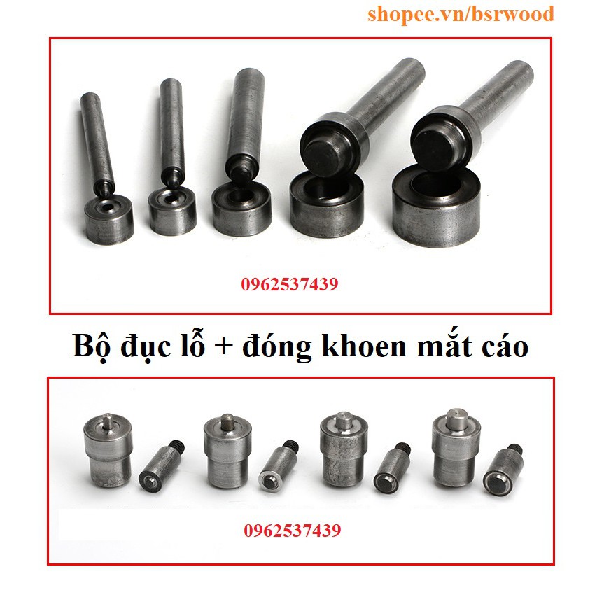 Cây đục lỗ và cây đóng khoen mắt cáo (khoen ore) Đóng khoen ode 4mm, 5mm, 6mm, 8mm, 10mm, 12mm, 14mm, 16mm, 18mm, 20mm